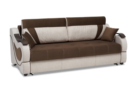 Диван еврокнижка Дублин бежевый / коричневый