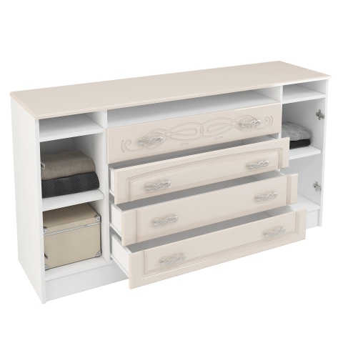 ТВ-Тумба-Комод Венесуэла МДФ/Жемчуг Глянец (Ш-1500 х В-820 х Г-420 мм)