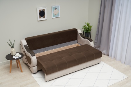 Диван еврокнижка Дублин бежевый / коричневый