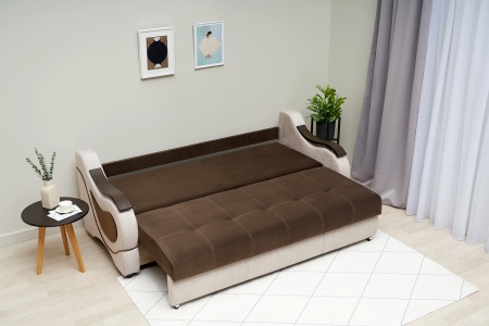 Диван еврокнижка Дублин бежевый / коричневый