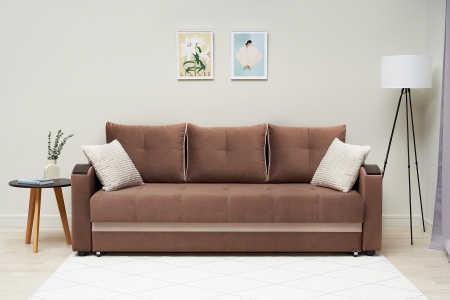 Диван еврокнижка Волна коричневый