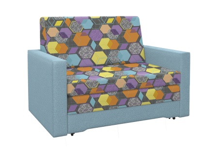 Диван выкатной Виктория-5 с узором голубой
